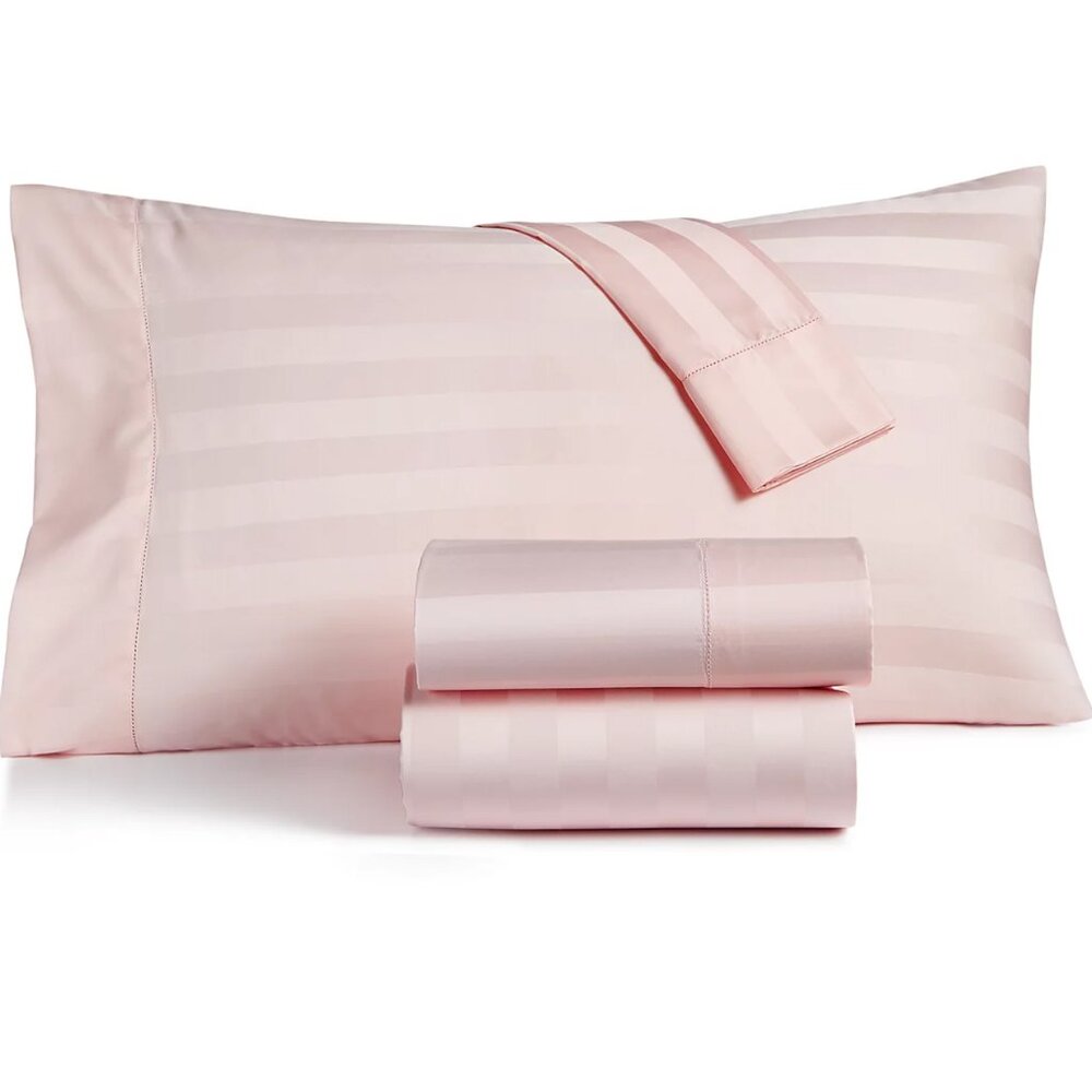 CHARTER CLUB Damask Extra Deep Pocket Full Sheet Set in Cotton Candy Pale Pink